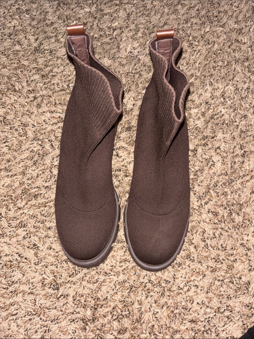 Forever 21 Brown Knit Chelsea Ankle Boots